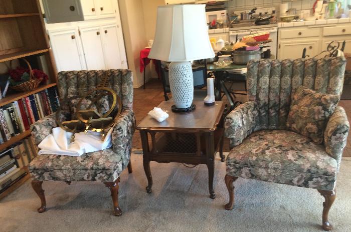 2 upholstered arm chairs