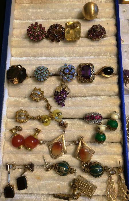 gold rings, earrings
