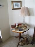 Dresden lamp and French Provincial pedestal table with marble top