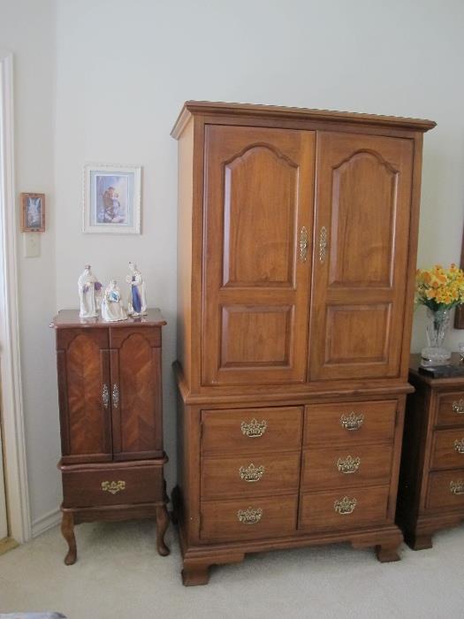 Thomasville entertainment cabinet and traditional jewelry armoire