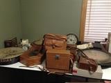 Antique cameras, clocks, coffee grinder.