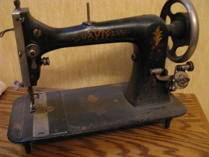 The head of an old DAVIS treadle sewing machine.