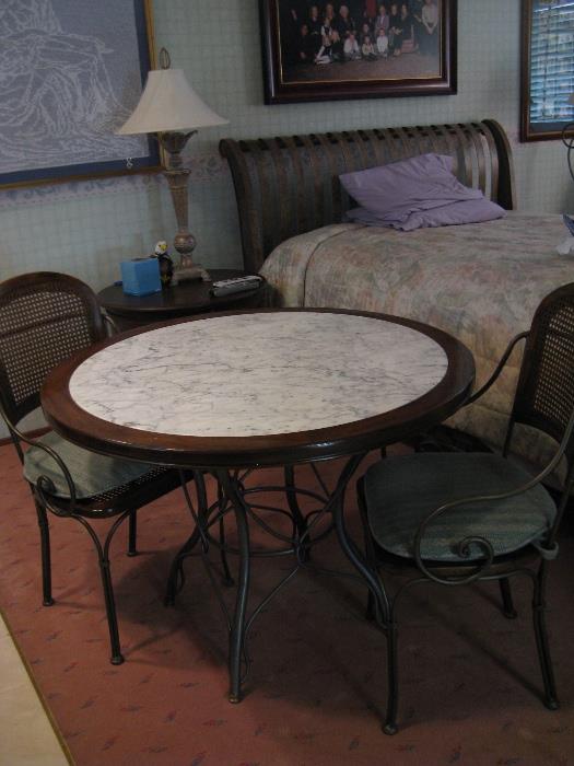 Marble top 40" Dining table with chairs.