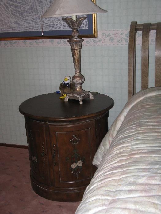 One of many accent tables, lamps.