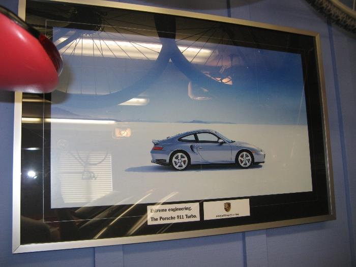 Porsche Poster framed under glass.
