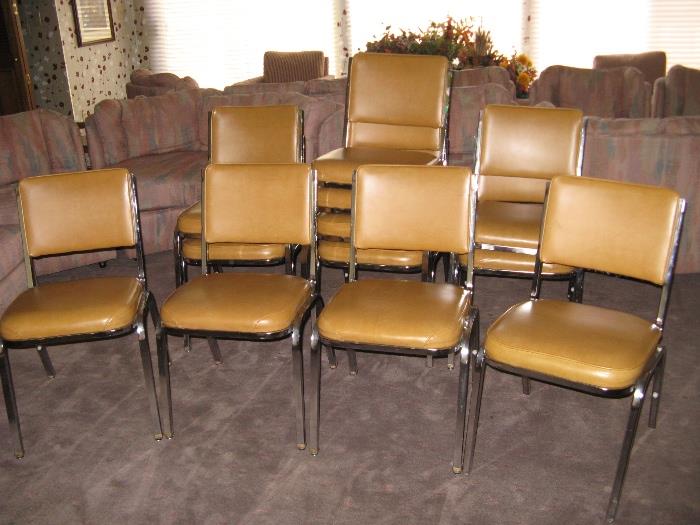 One dozen - 12! - upholstered stacking chairs.  Great of extra holiday company.