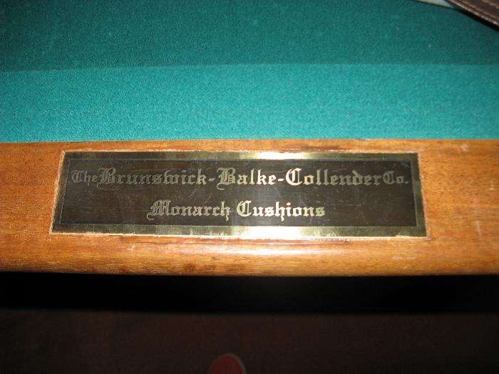 Available for viewing by request and appointment for the serious buyer is a Brunswick Wellington Antique Pocket Billiards Table