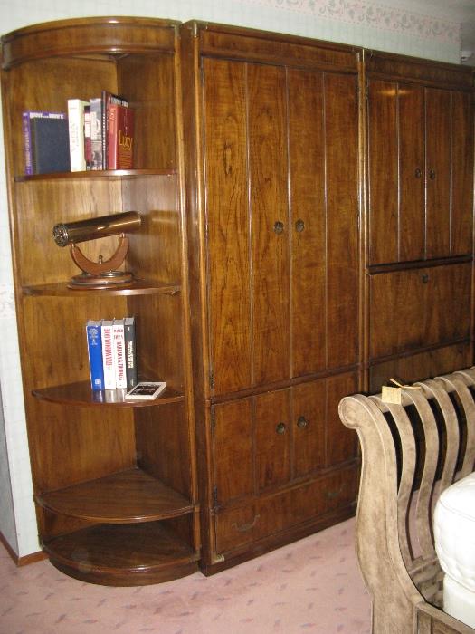 Drexel 4 piece wall unit - two corner units and two cabinet units with storage and a drop down desk.