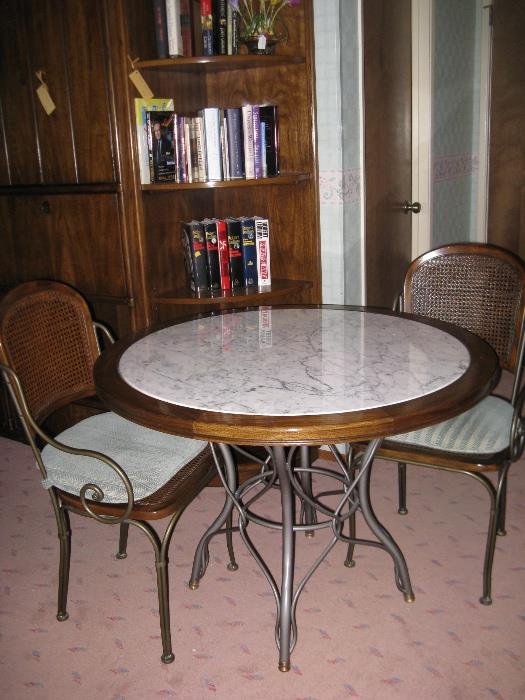 Beautiful Drexel marble topped table with chairs.