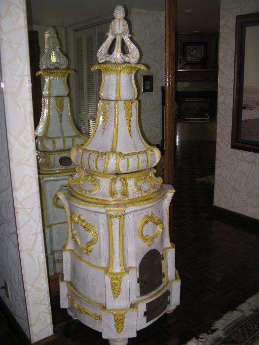 European Kachelofen - 6' tall!  An antique ceramic heating oven found in chateau and manor houses throughout Europe.