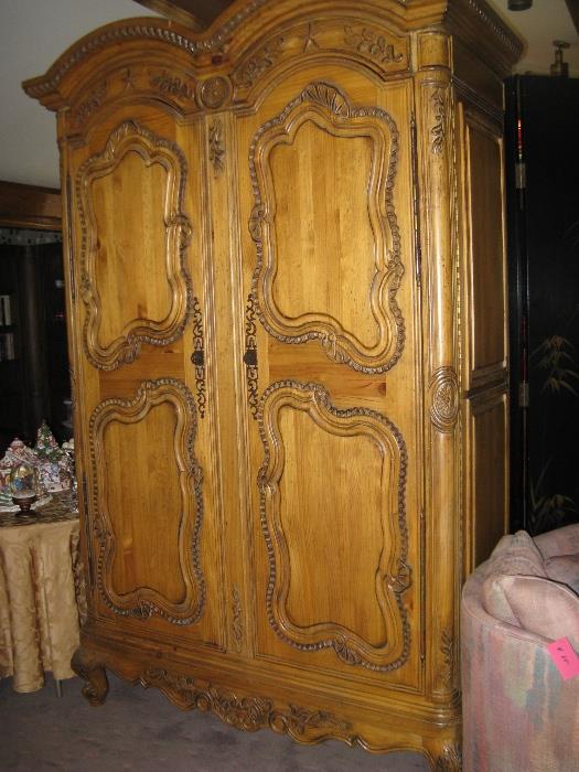 Large Pine French Country Armoire for TV, clothes, storage - Whatever!
