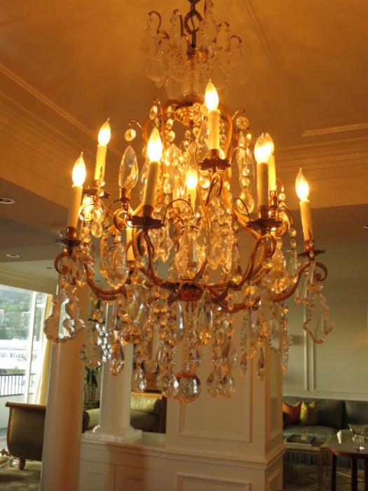 Large, Heavy Louis XV-Style 16 Light Crystal Chandelier