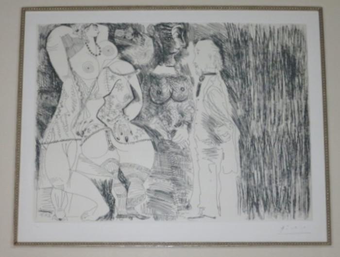 Picasso Etching, "Degas Viewing Prostitutes in a Brothel," Series 156, Plate 107; 1968 or 1971 (different opinions)