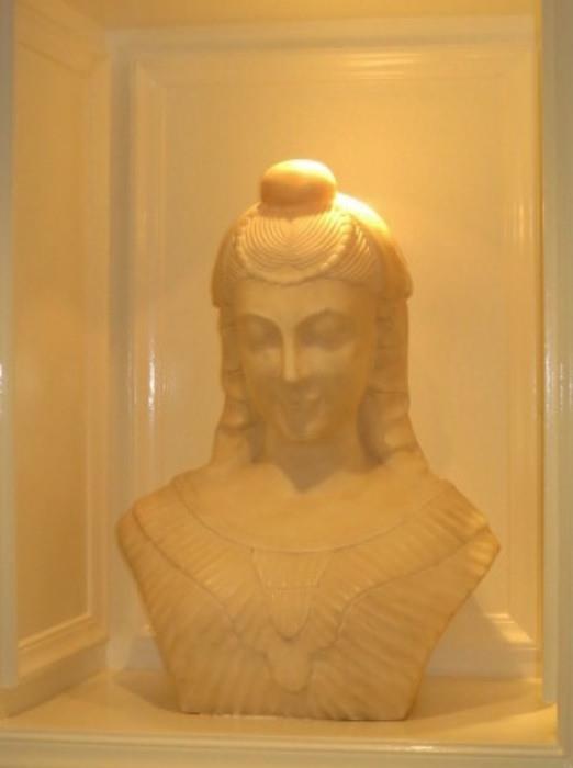 Important 19th. C. Egyptian-Revival Marble Bust of a Maiden