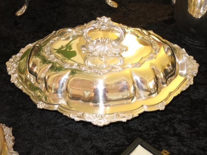 Antique Silver-plated Covered Vegetable Bowl