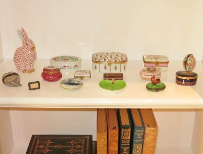 Assortment of Limoges Boxes with a Herend Rabbit