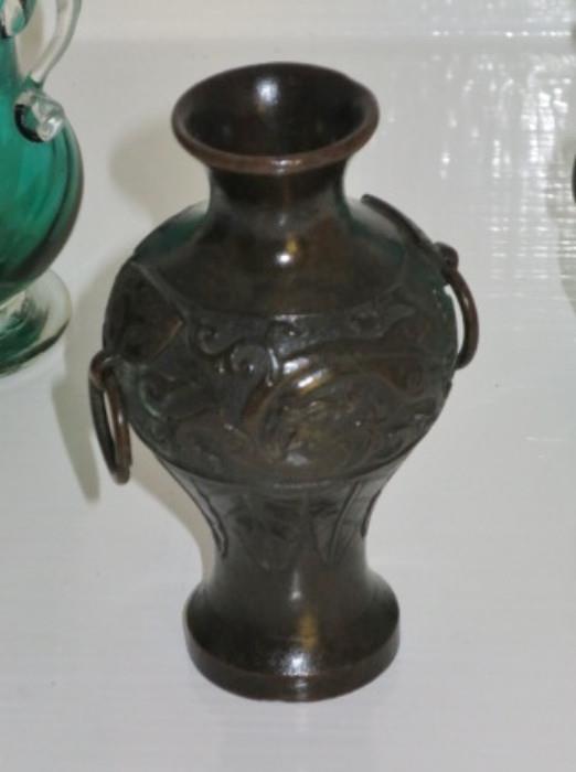 Small Antique Chinese Bronze Bud Vase
