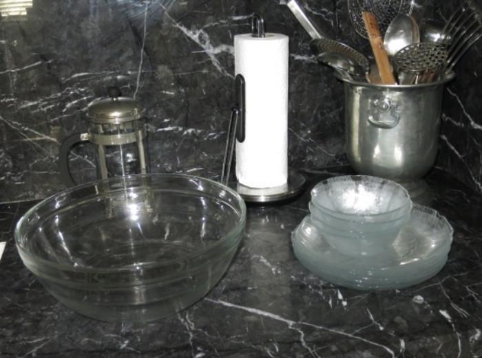 Various Kitchen Supplies, and a Fine Italian Pewter Ice / Champagne Bucket.