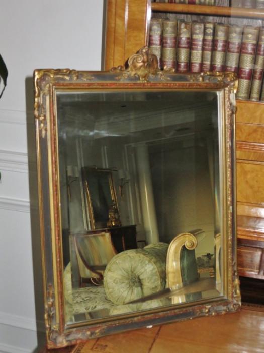 19th. C. Gilt Gesso Beveled Table Mirror