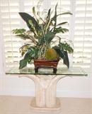 Tommy Bahama Glass Top Side Table and Decorative Planter