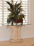 Tommy Bahama Glass Top Side Table and Decorative Planter