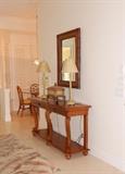 Tommy Bahama Console and Mirror with Table Lamps