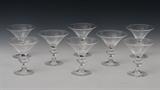 Lot#15: Set of Eight Steuben Martini Glasses
 5" high each with etched Steuben signature