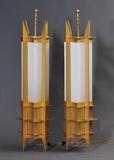 Lot#19: Pair of Atomic Age Floor Lamps
 gilt aluminum and acrylic 62" high, mid -20th century