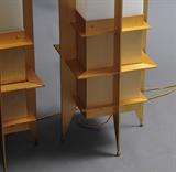 Lot#19: Pair of Atomic Age Floor Lamps
 gilt aluminum and acrylic 62" high, mid -20th century