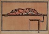 Lot#38: Elizabeth Norton
 Crouching Tiger 6" x 9" woodblock print pencil signed and dated 1922