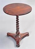 lot67: William IV Rosewood Occasional Table
 with twist standard and round top circa 1830