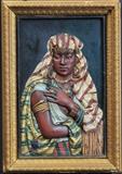 lot 80: Louis Hottot
 cast metal plaque depicting a Nubian princess 24" x 15 1/2"  inscribed in the cast upper right