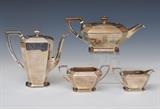 lot 82: Art Deco Sterling Silver Tea Set
 Black, Starr and Frost  with virtually identical teapot marked "Gorham" 45 troy ounces 