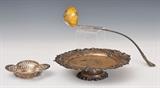 lot 84: Group of Victorian Silver
 including 9 1/2" taza, candy dish and ladle 29 troy ounces