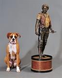 lot 103: Spirit of '76 Figure
 polychromed white metal mounted on a drum base figure 35" high, overall 42" high late 19th century (dog not included!)
