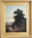 lot 121: A. W. Callcott
 Landscape with Figures 36" x 28" oil on canvas,  overall with frame 49" x 41" unsigned 