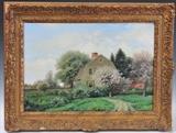 lot 125: Henry Pember Smith
 Farm House in Spring Time 14" x 20" oil on canvas signed lower right