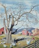 lot 134: Vanessa Helder
Farm Scene with Chickens 18" x 14 1/2" (sight) watercolor signed lower right