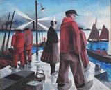 lot 176: Ernest Stock
 The Jetty 20" x 24" oil on canvas signed at bottom edge