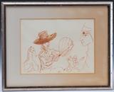 lot 177: Paris School, Circus Figures 10" x 14" ink and wash on paper unsigned