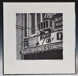 lot 189: Robert Cottingham
 Radio City 10 1/4" x 10 1/4" lithograph pencil signed lower right unframed