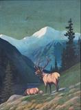 lot 190: Paul Colbron
 The Majestic Elk 18" x 24" oil on board signed lower right and dated 1922