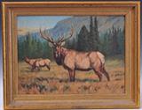 Paul Colbron
 Elk in a Meadow 12" x 16" oil on board signed lower left and dated 1924