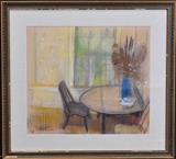 Lot 196: Henry Varnum Poor
 Cape Code Kitchen 22" x 25" ink wash with pastel on paper signed lower left exhibition label verso, dated 1959