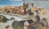 lot 199: André Dunoyer de Segonzac
 Village Scene with Bridge 16" x 26" oil on board signed lower right