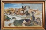 lot 199: André Dunoyer de Segonzac
 Village Scene with Bridge 16" x 26" oil on board signed lower right