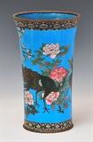 lot 206: Japanese Cloisonne Vase
 decorated with peacocks 11 1/2" high circa 1900