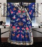 lot 209: Chinese Embroidered Robe
 with floral decoration 44" wide, 49" long early 20th century