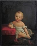 lot 226: American School
 Portrait of a Toddler 34" x 26 3/4" oil on canvas laid to board unsigned