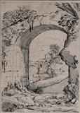 lot 227: Domenichino (Domenico Zampieri)
 Archway with Figures 14 1/2" x 10 1/4" engraving